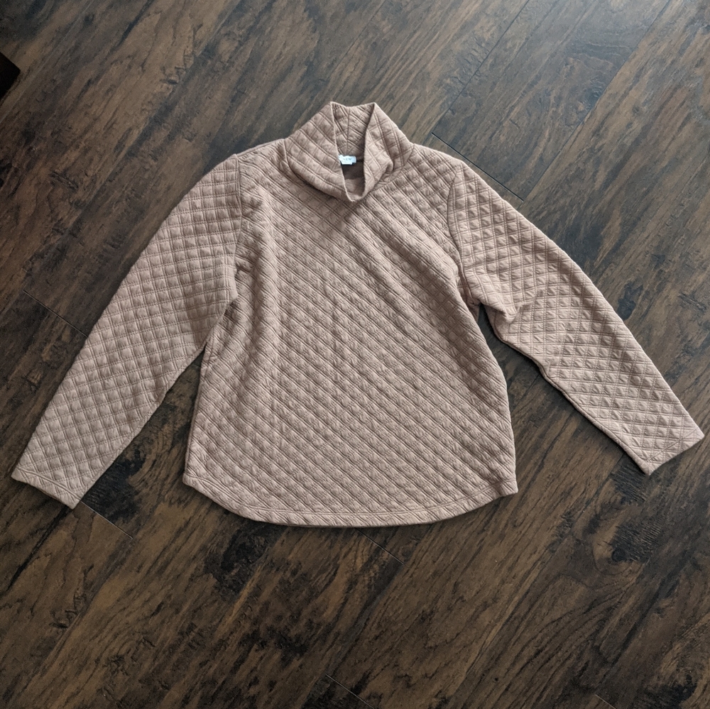 NWT J.Crew Factory Quilted Mockneck Pullover - Tan - Size Medium